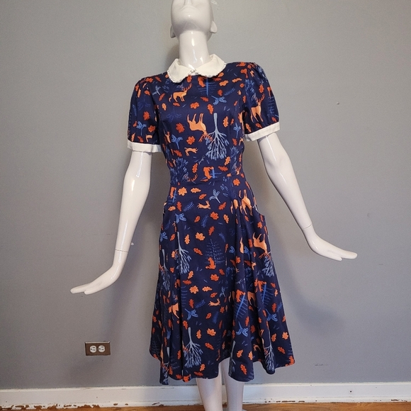 Collectif Peta Forest Friends Dress, Like New, Size M - Picture 2 of 11